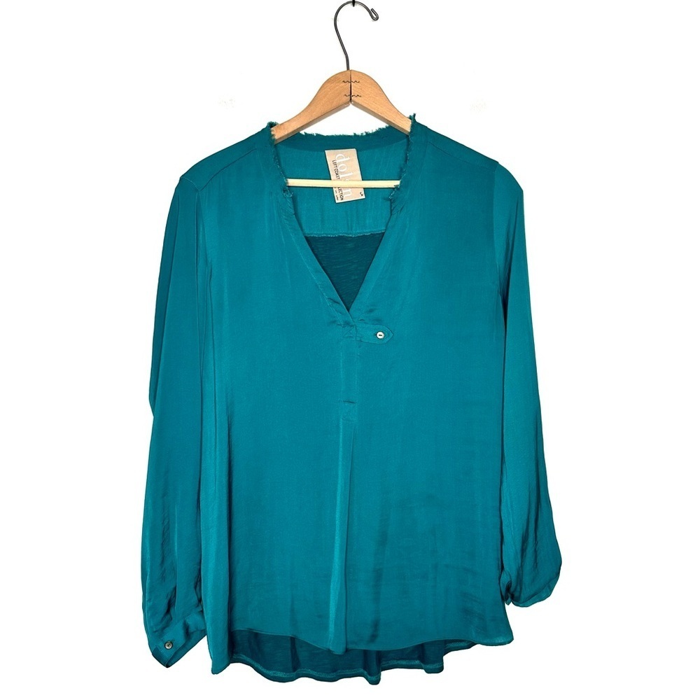 Anthropologie | Dolan Teal V-neck Long Sleeve Blouse Size Small